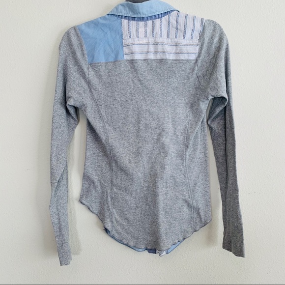 Anthropologie Tiny Stripe Ribbed Sleeve Button Up - Picture 5 of 5